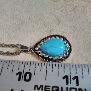 Chain necklace with Faux Turquoise Pendant